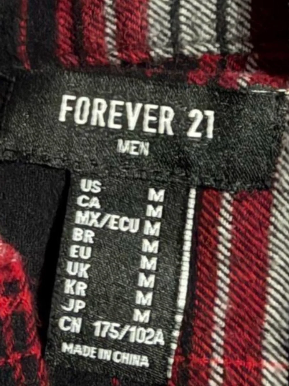 Forever 21 Men Red Black Plaid Flannel